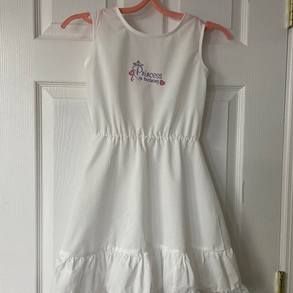 Girls size 8 Two piece summer outfit. Handmade cotton lawn fabric with lace.
